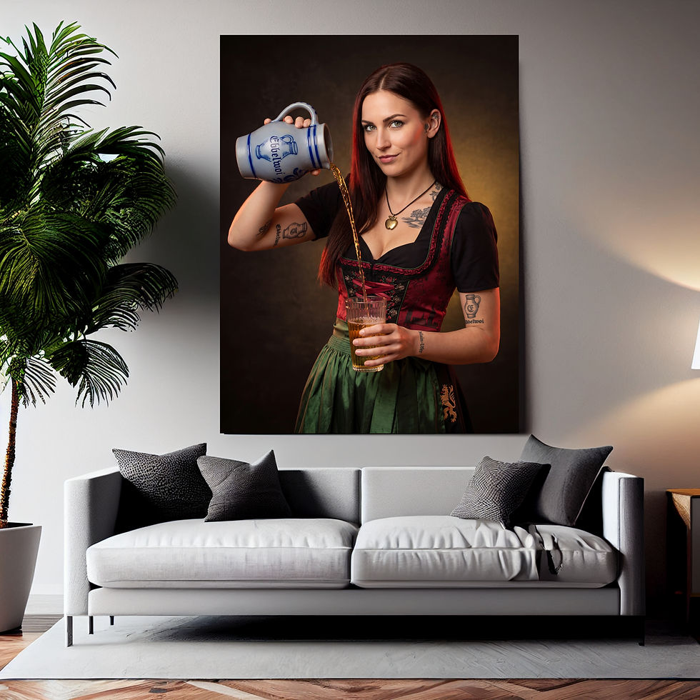 Miniaturbild: Großformatiges Wandbild Frankfurt – Frau im Dirndl, Bembel, Hessen-Feeling für zuhause