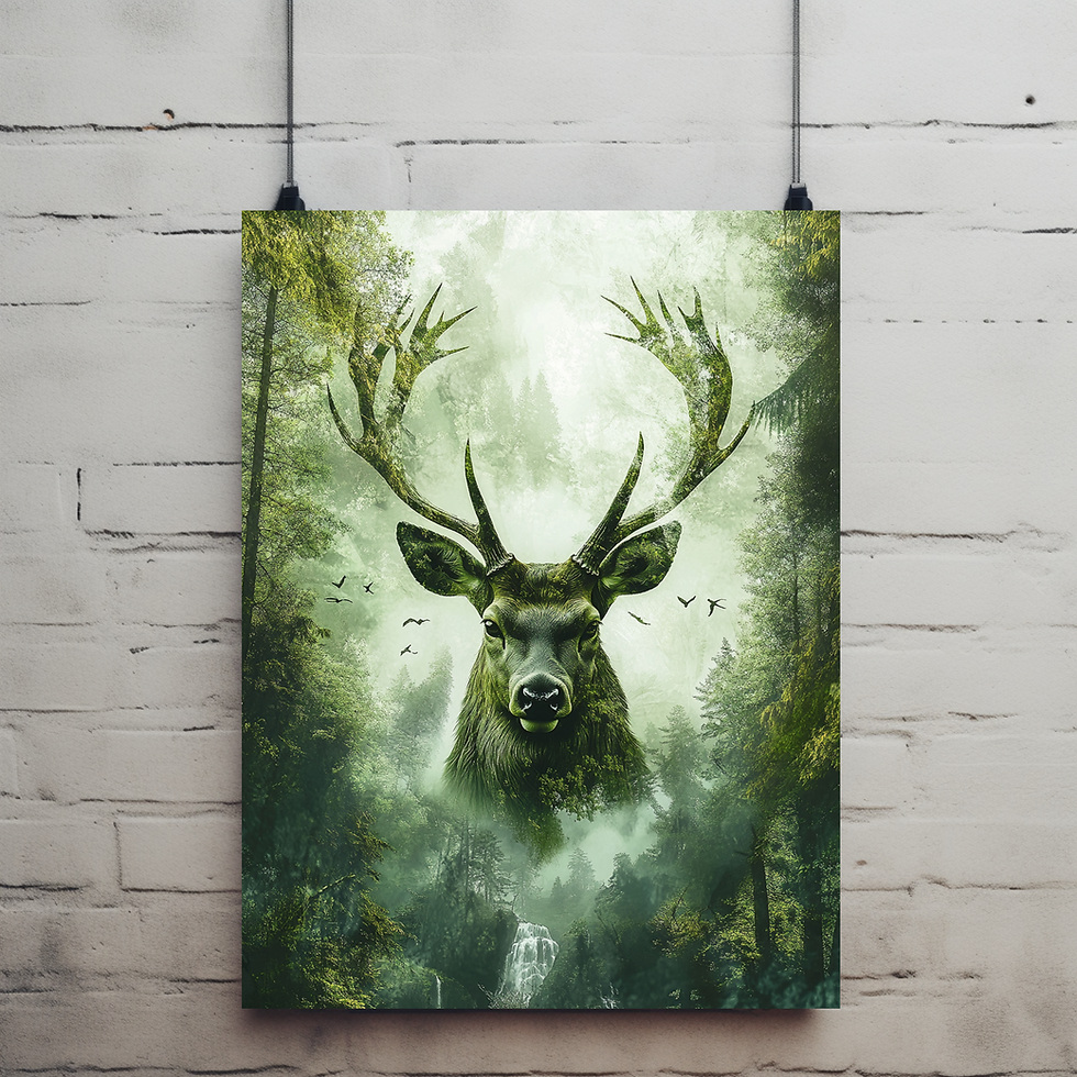 Miniaturbild: Hirsch Ramses – Einzigartiges Wandbild, verbindet Schwarzwald mit Shadow Wood Art, beeindruckende Dekoration