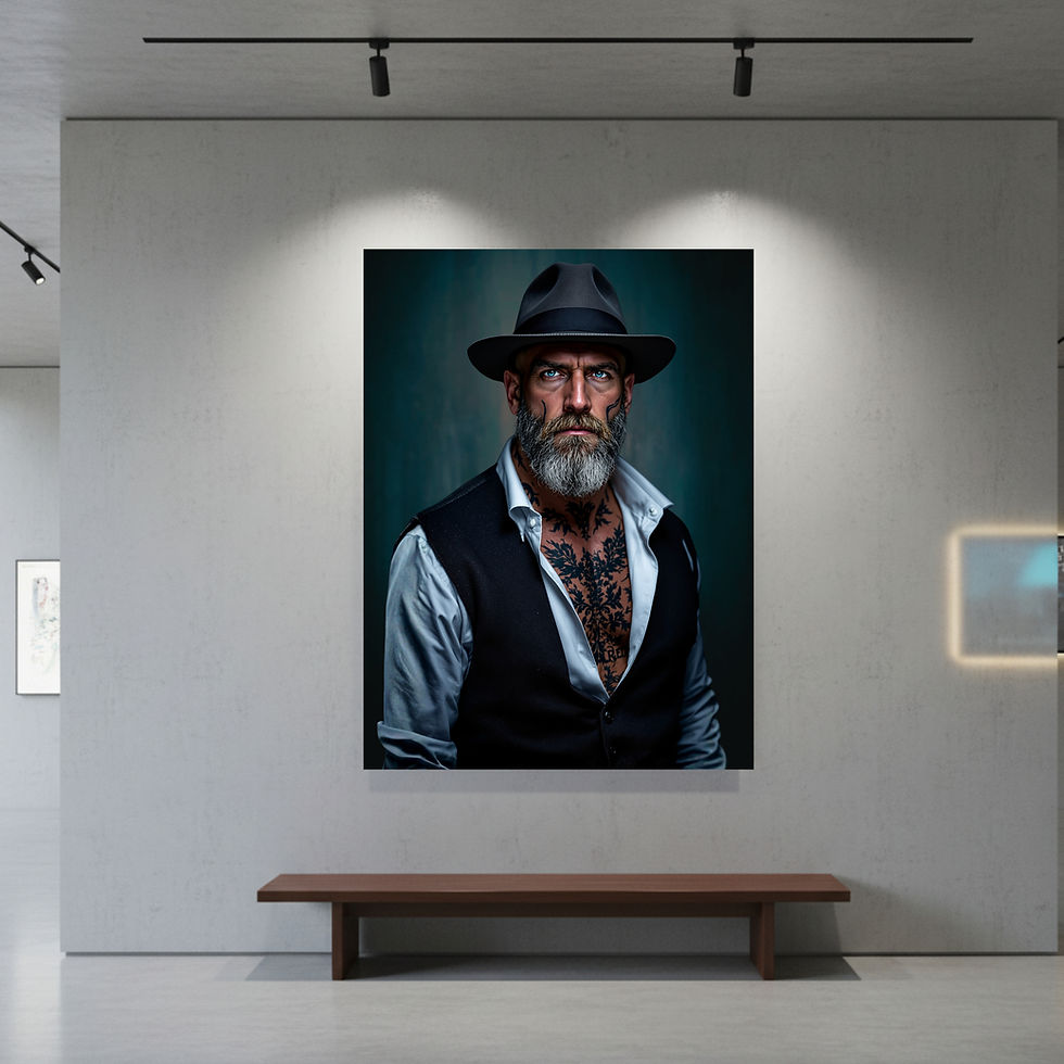Miniaturbild: Schwarzwaldmann mit Tattoos und Stil – modernes Kunstwerk