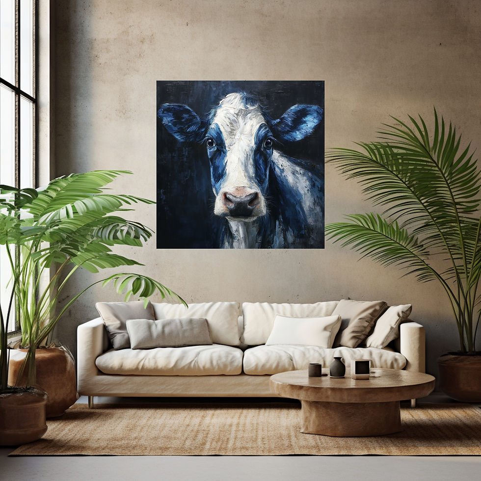 Blaue Kuh Kunst moderne Wandgestaltung