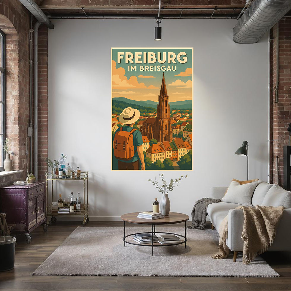 Miniaturbild: Hochwertiges Poster Freiburg Breisgau mit Retro-Design