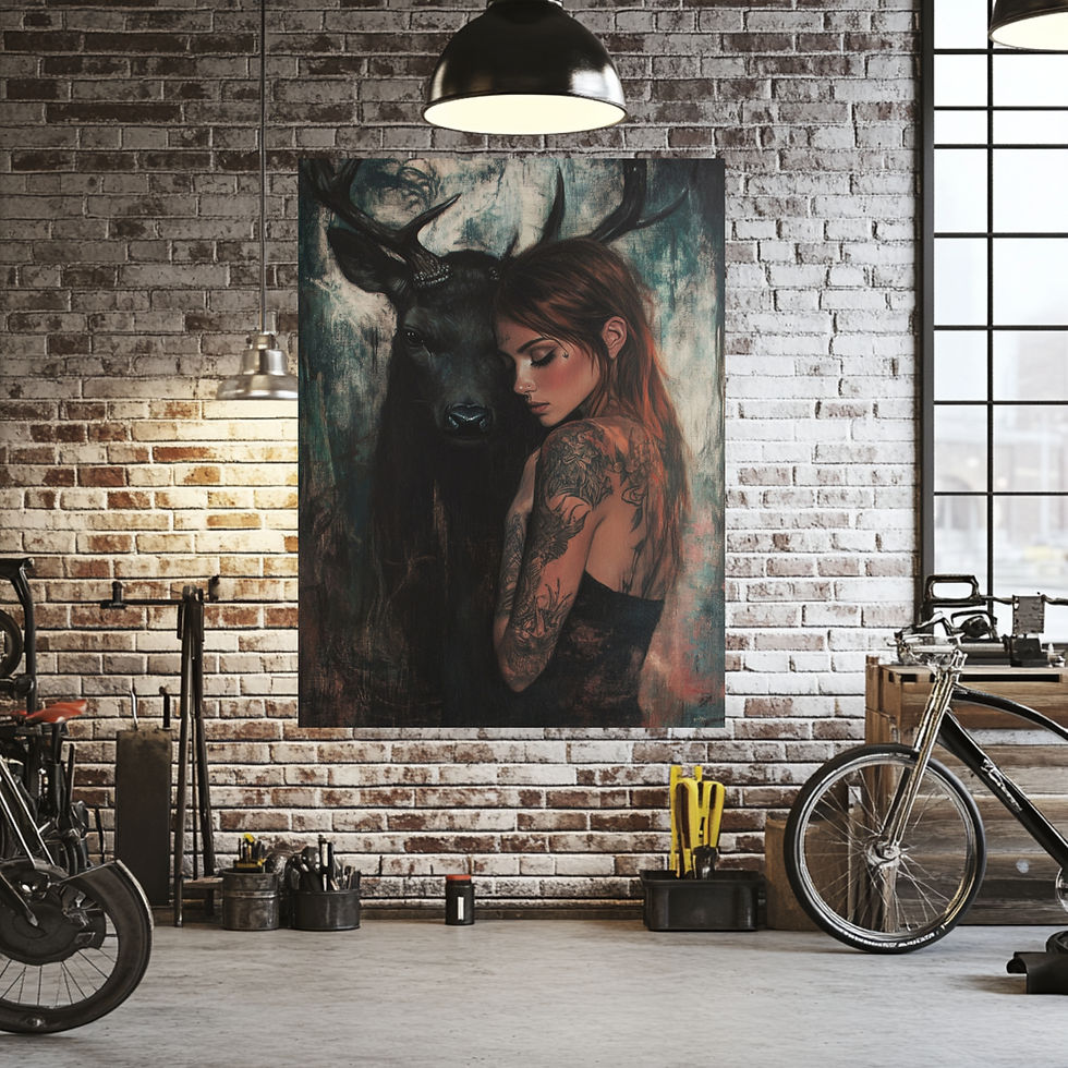 Wandkunst "My Deer" – Kunstvolle Verbindung von Mensch und Tier.