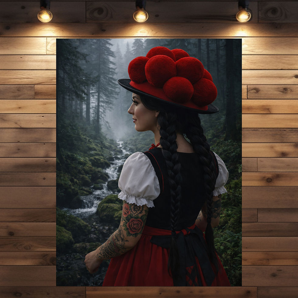 Atmosphärische Schwarzwaldkunst Frauenporträt