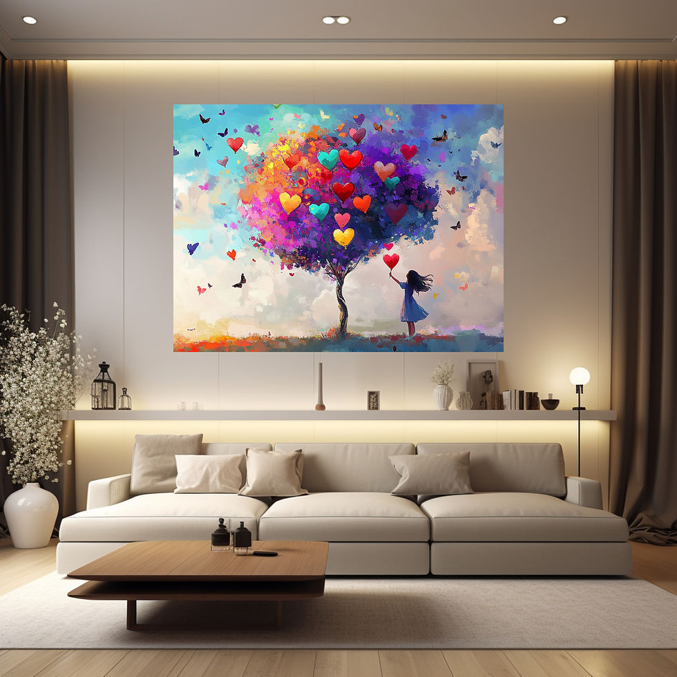 Miniaturbild: Moderne Graffiti Wandkunst Tree of Love auf Leinwand, ideal für lebendige und farbenfrohe Räume.