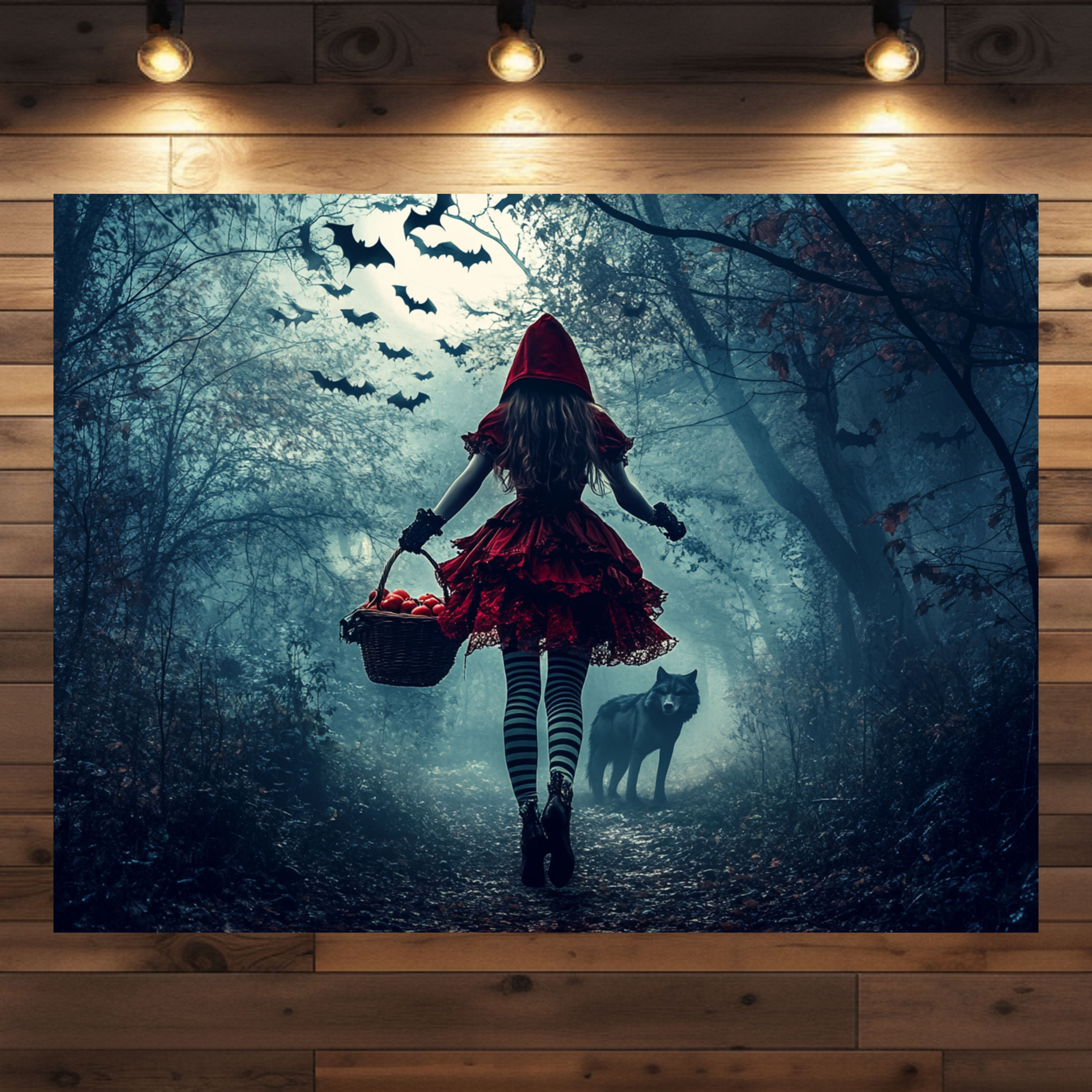 Rotkäppchen in the Woods – Fantasy-Motiv auf Poster oder Leinwand in verschiedenen Größen