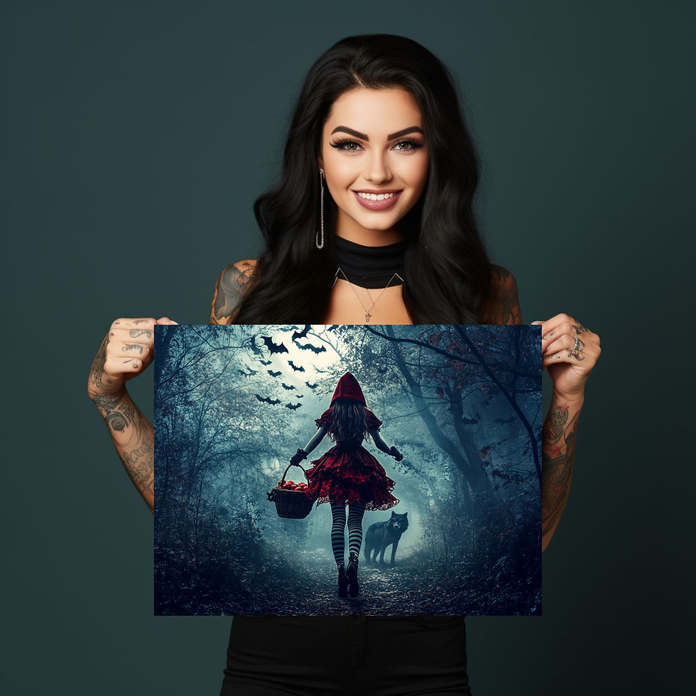 Miniaturbild: Leinwandbild Rotkäppchen in the Woods – außergewöhnliches Motiv für Fantasy- und Märchenliebhaber