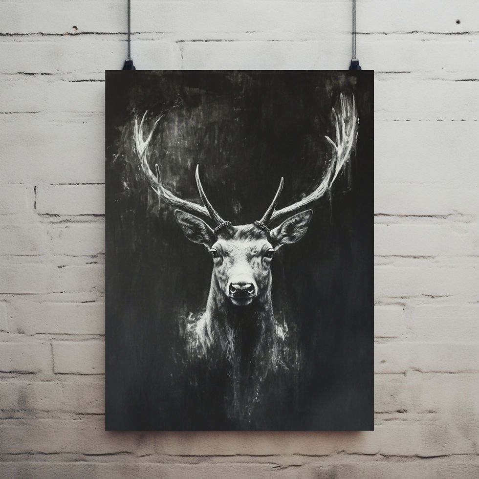 Miniaturbild: Hirsch Erwin, kunstvoll in Schwarz-Weiß gestaltet, perfekt als stilvolle Wanddekoration oder Geschenk.