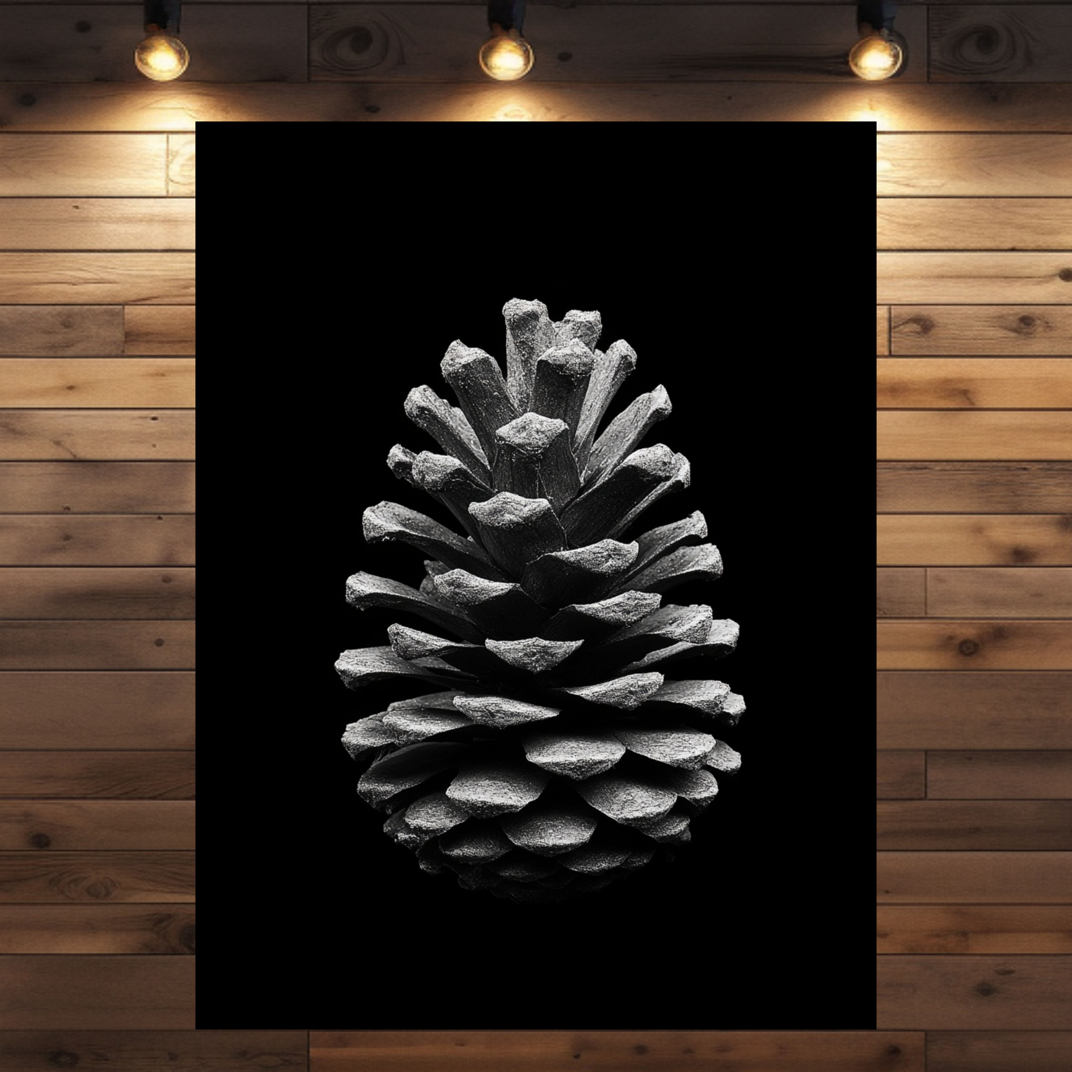 Minimalistisches Tannenzapfen Stillleben Mopsel – schlichte Kunst für moderne Raumgestaltung.