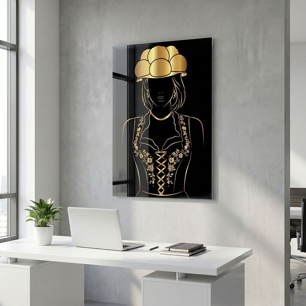 Miniaturbild: Schwarzwald Geschenkidee – goldenes Wandbild auf Aluminium mit Rahmen
