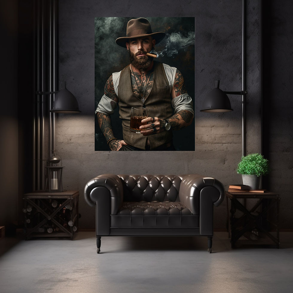 Miniaturbild: Hochwertiges Poster: Colin, der Schwarzwald Bub, mit Whiskey und Zigarre für deine Wohnung