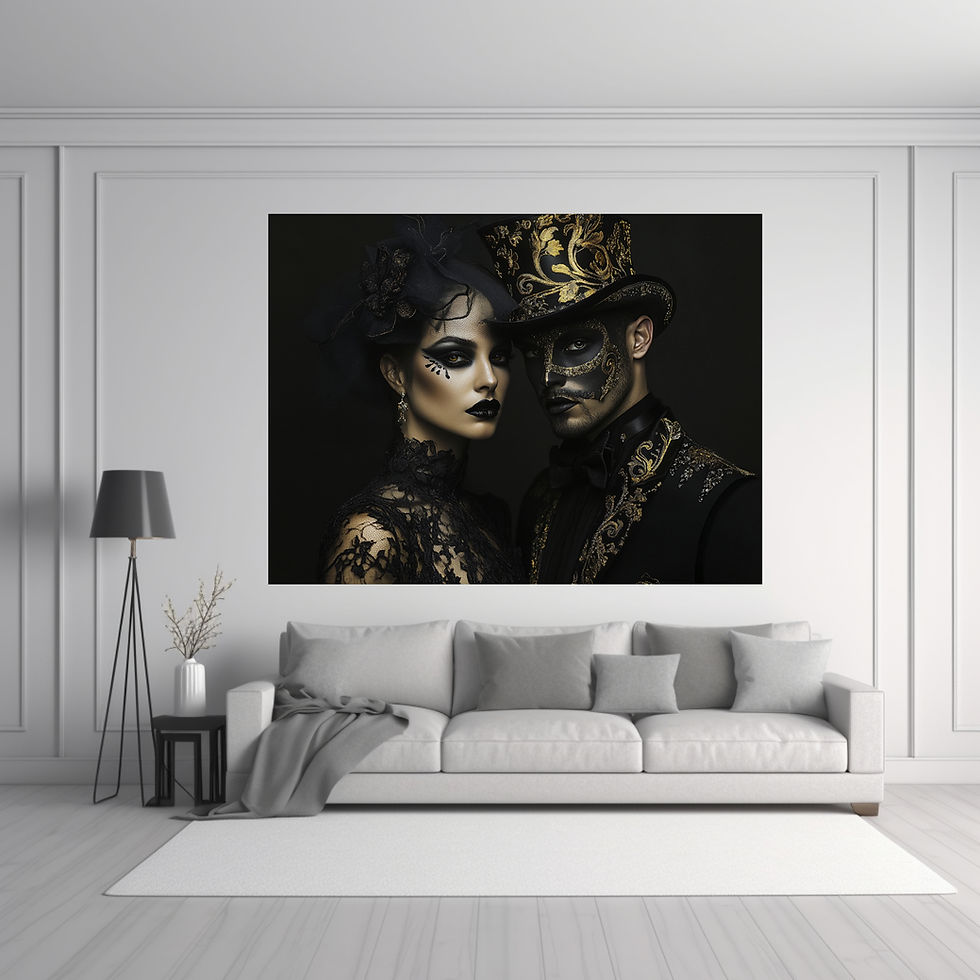 Miniaturbild: Kunstwerk "Maskenball" – stilvolle Wanddekoration für Wohnzimmer oder Schlafzimmer.