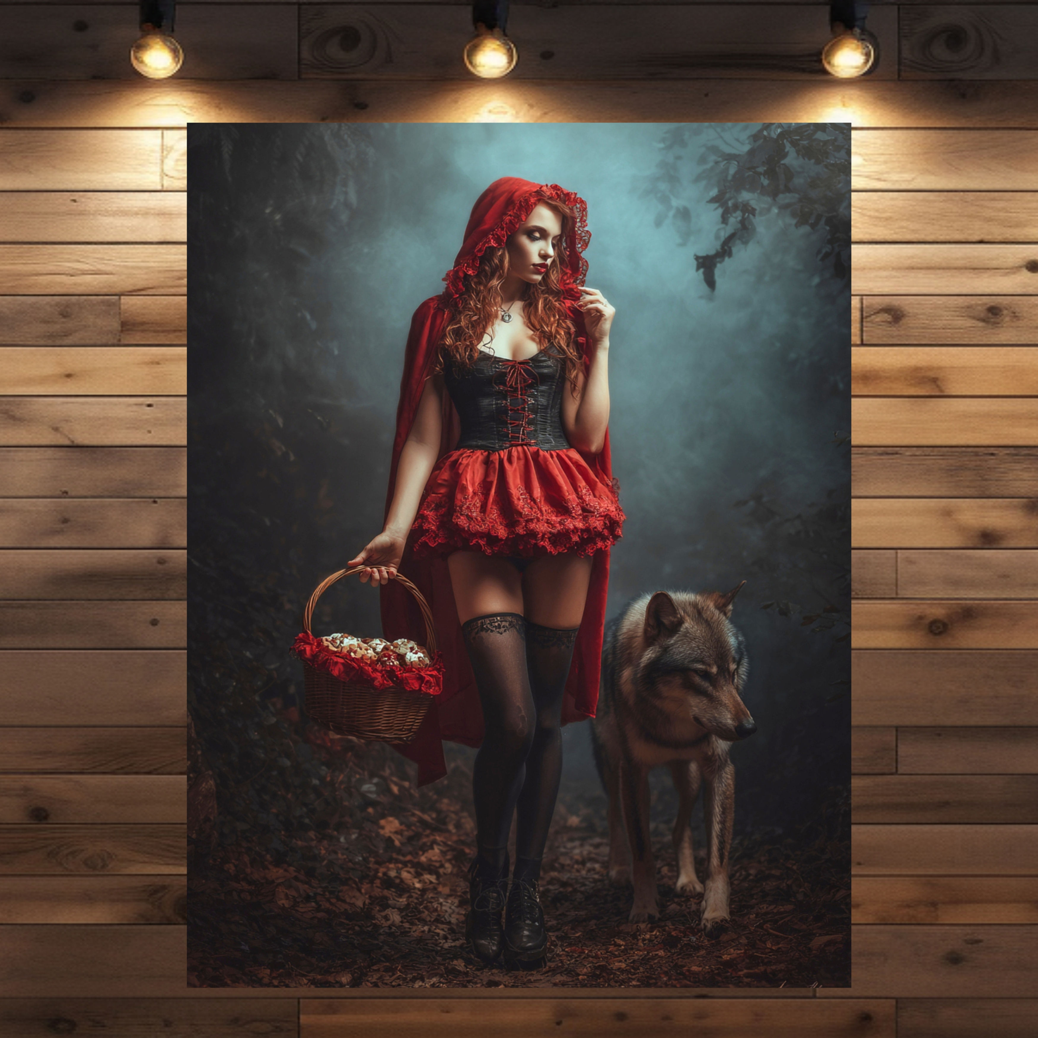 Little Red Riding Hood modernes Portrait mit Wolf