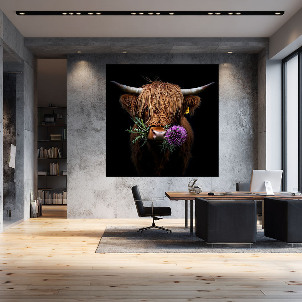 Miniaturbild: Hochlandrind Giesbert als Große Leinwand in Größe 100x100 cm