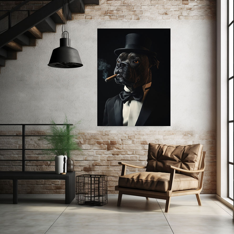 Miniaturbild: Hochwertige Kunst: Bulldogge mit Smoking als Leinwand