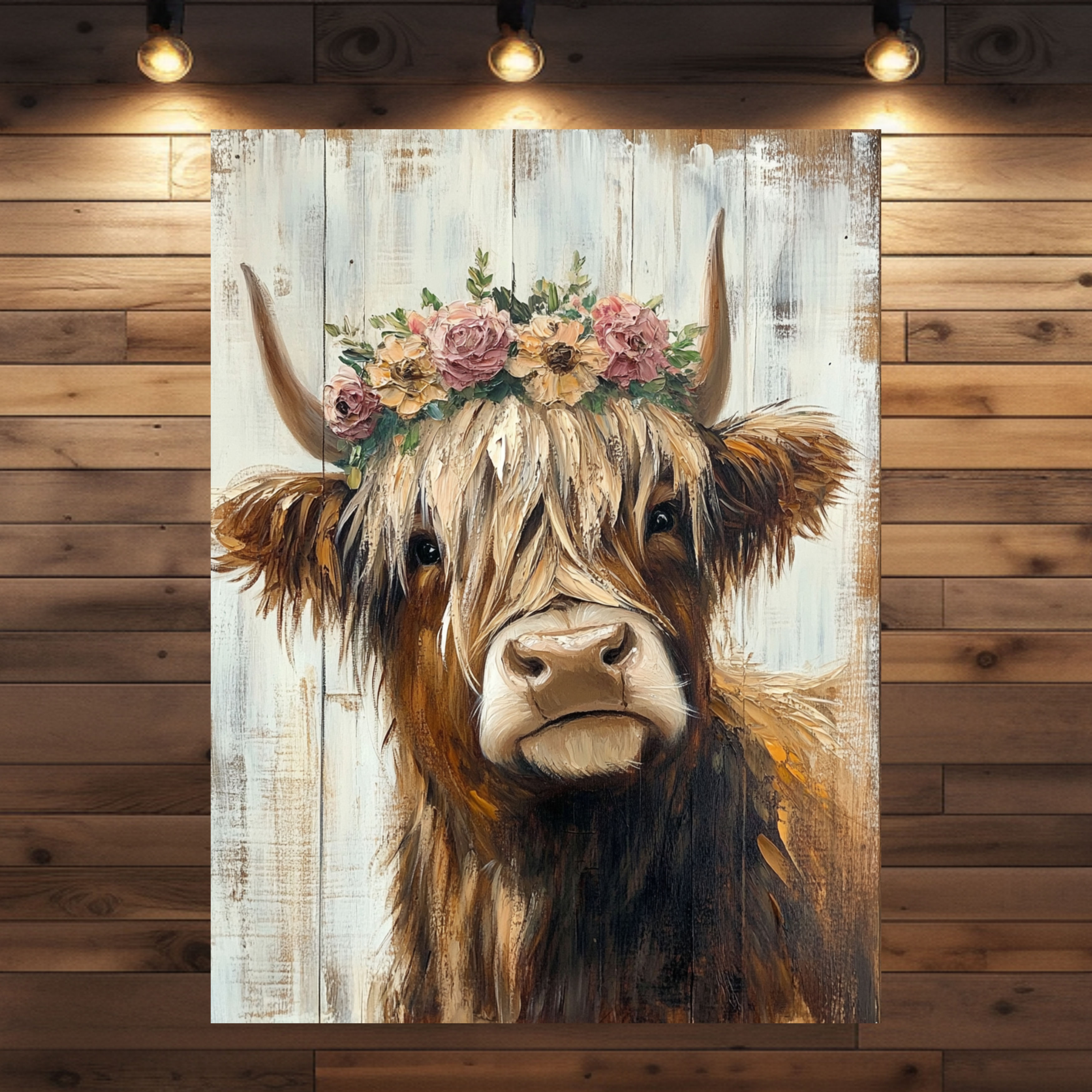 Rind Locki – Romantisches Hochlandrind-Porträt auf Leinwand & Poster