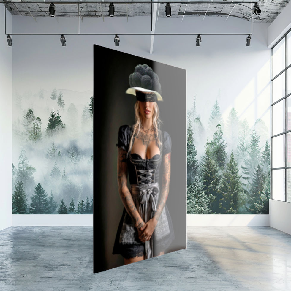 Miniaturbild: Hochwertige Leinwand mit Schwarzwald-Motiv – Tattoo-Kunst Sina in Schwarz-Weiß