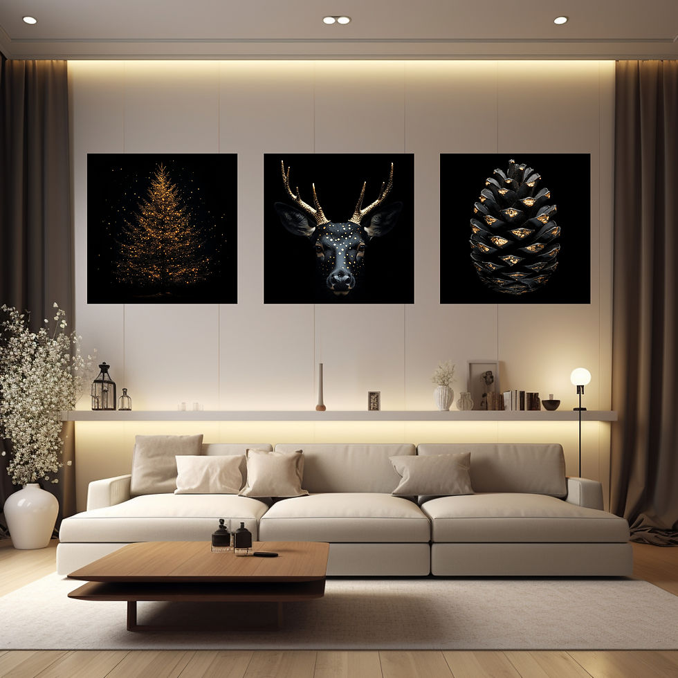 Miniaturbild: Platin Kollektion: Eleganter Hirschkopf, Tannenzapfen und Tannenbaum im luxuriösen Platin-Look