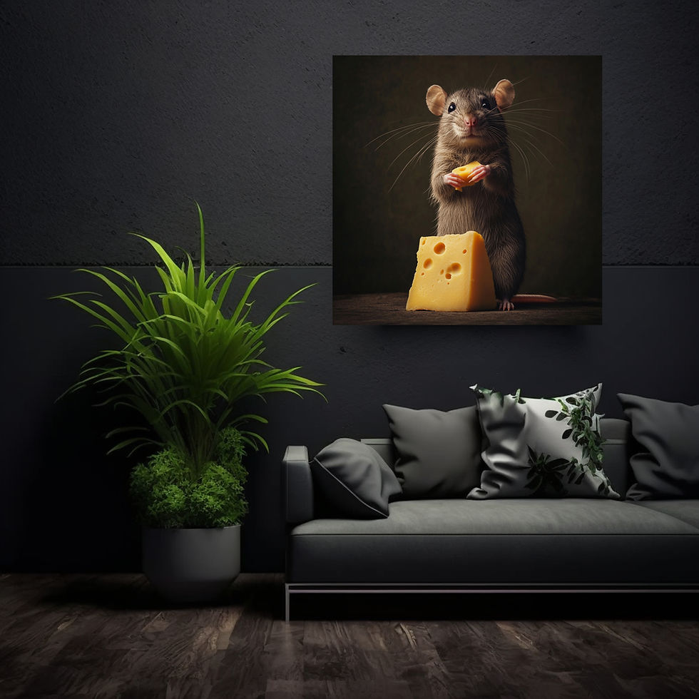 Miniaturbild: Ratte Roy Leinwand – humorvolle Tierkunst, perfekt für Hotels, Ferienwohnungen oder Zuhause.