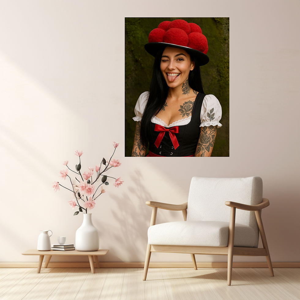 Miniaturbild: Hochwertige Leinwand Schwarzwaldkunst Merle mit Bollenhut