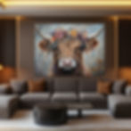 Hochlandrind Kelly Kunst auf Leinwand – rustikale Boho Wanddekoration für Wohnzimmer und Cafés