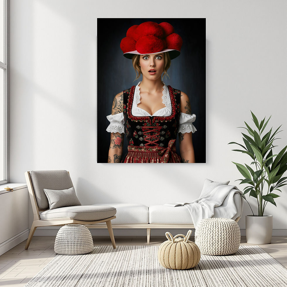 Miniaturbild: Ausdrucksstarkes Tattoo-Portrait einer Schwarzwälderin in Tracht