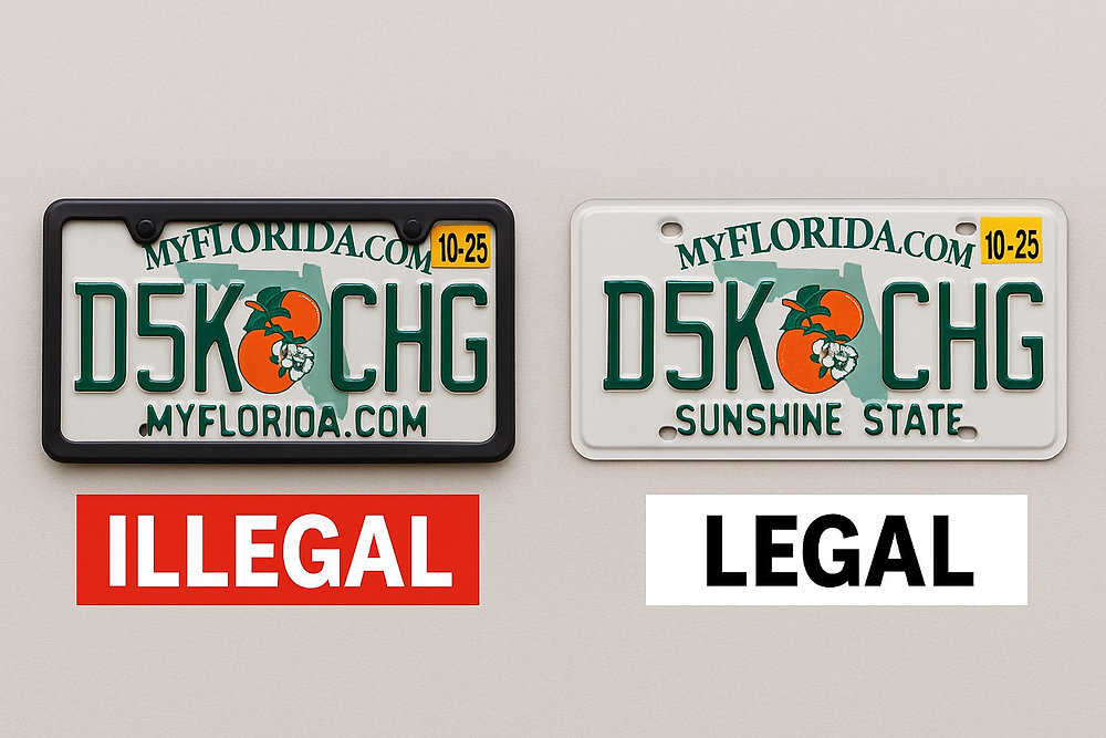 LICENSE PLATE FRAMES ILLEGAL IN FLORIDA