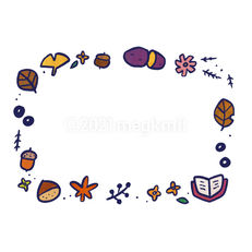 ほっこり秋のフレーム_本と季節の食べもの