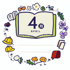 4月の書き込み式フレーム：本モチーフ