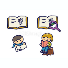 本で調べる子どもたち