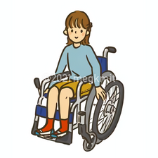 車椅子に乗る男の子/女の子