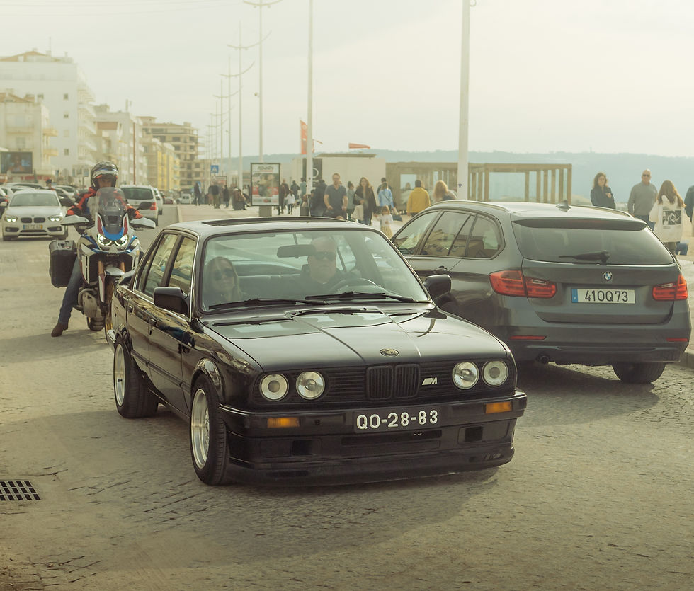 BMW E30 driving through Nazare Portugal.