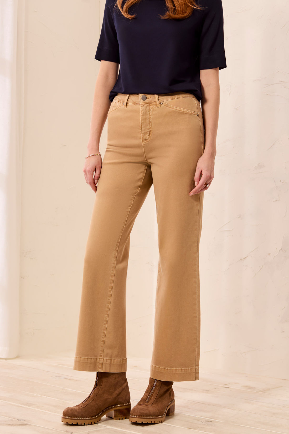 TRIBAL Sesame Comfort Stretch Wide Leg Pull-On Denim