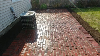 Reclaimed brick paver patio