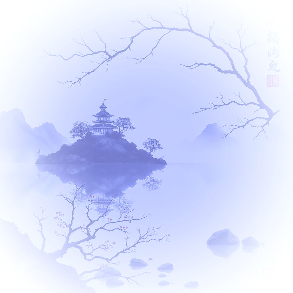 A calming image that translates tranquility and peacefulness as well as beauty in Chinese