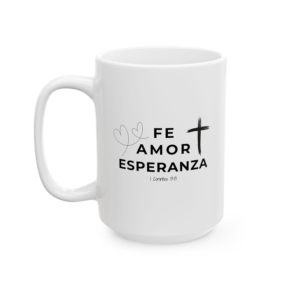 Miniatura: Spanish Fe amor y experanza Ceramic Mug Daily Motivation, GGOD126-45