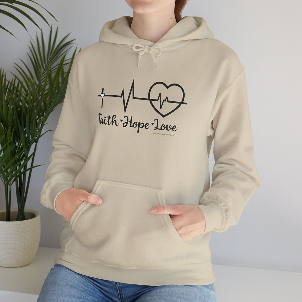 Miniatura: Faith Hope Love Heartbeat Hoodie Cotton Sweatshirt, Inspirational Gift