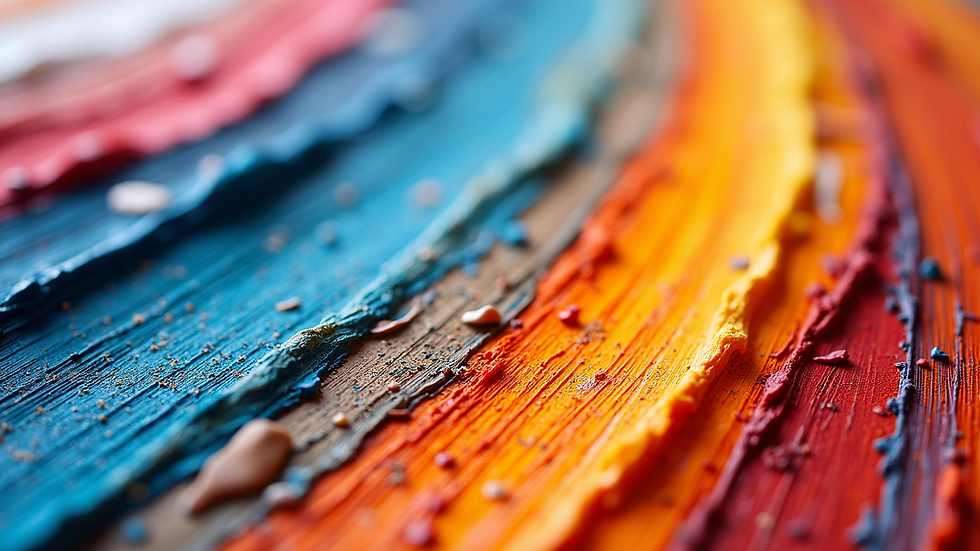 Close-up of vibrant brush strokes in an abstract still life artwork