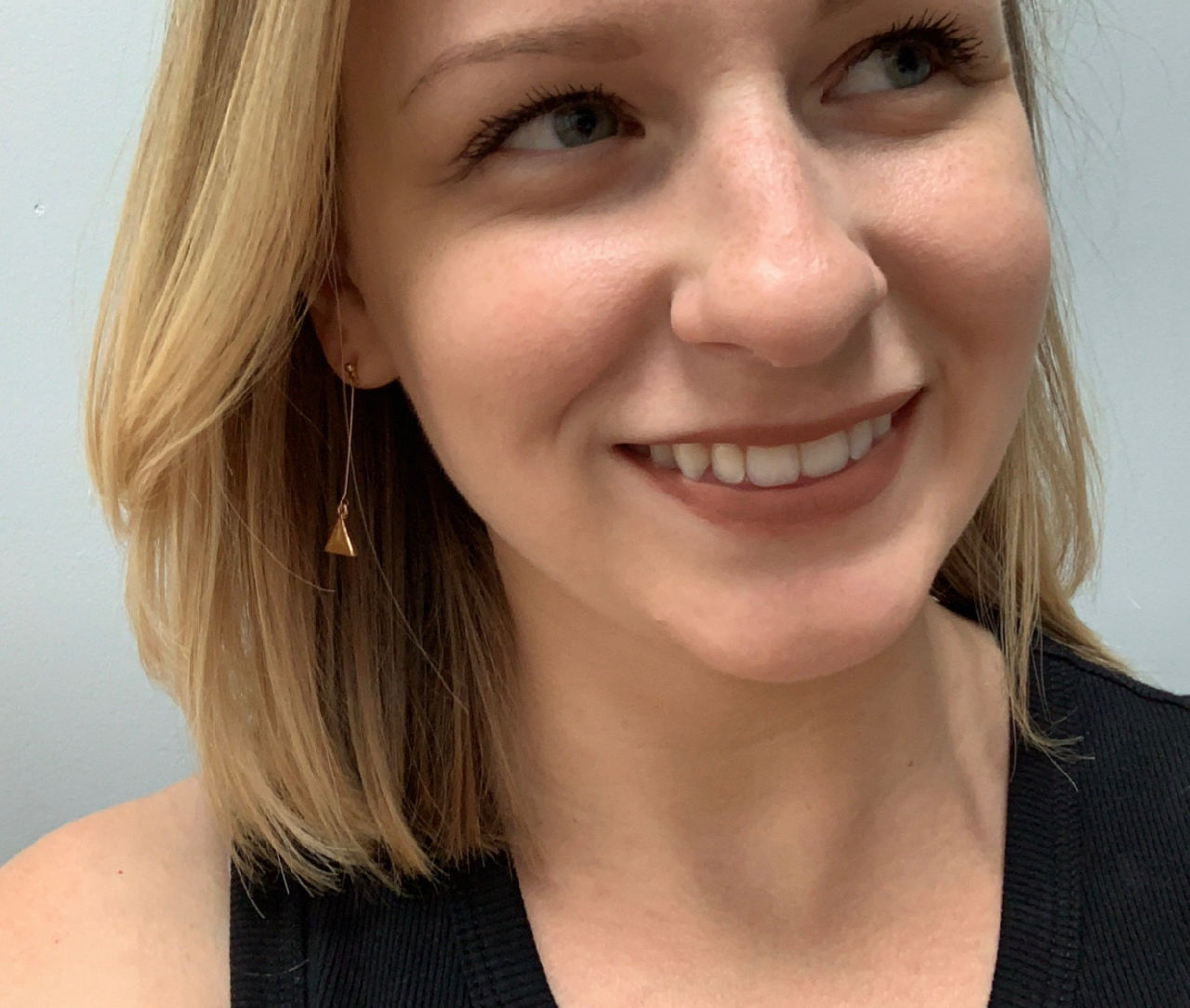 Gold Tone Drop Bar Triangle Earrings