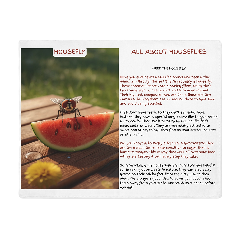 Housefly (The Buzzing Picnic Placemat)! 18x14-inches