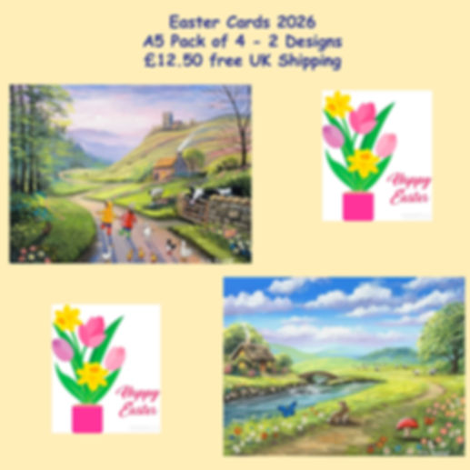4pk £12.50 Easter Greetings Cards x 4 -  A5 size Blank Inside Free UK Postage