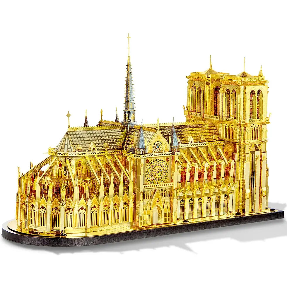 Thumbnail: Piececool Metal Puzzle 3d Stainless Steel Notre Dame Church Gold Model Kits