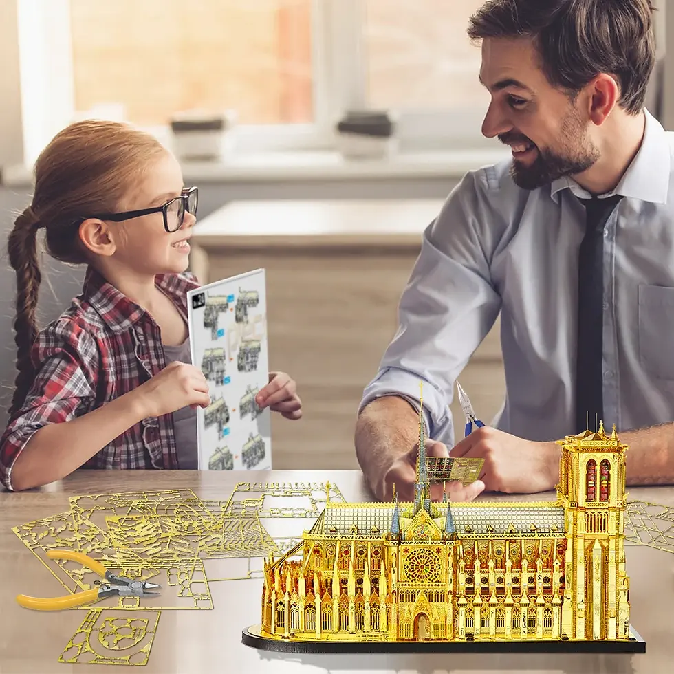 Thumbnail: Piececool Metal Puzzle 3d Stainless Steel Notre Dame Church Gold Model Kits