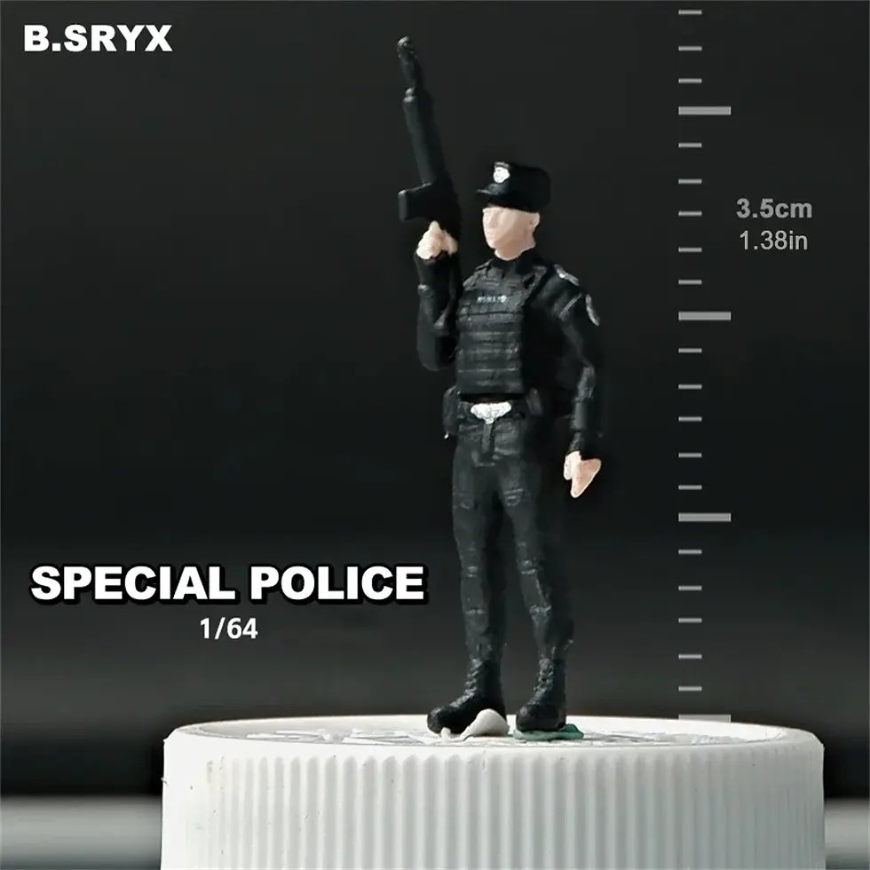 Thumbnail: Kicarmod 1/64 Scale Diecast Model Car Armed Police Men & Women