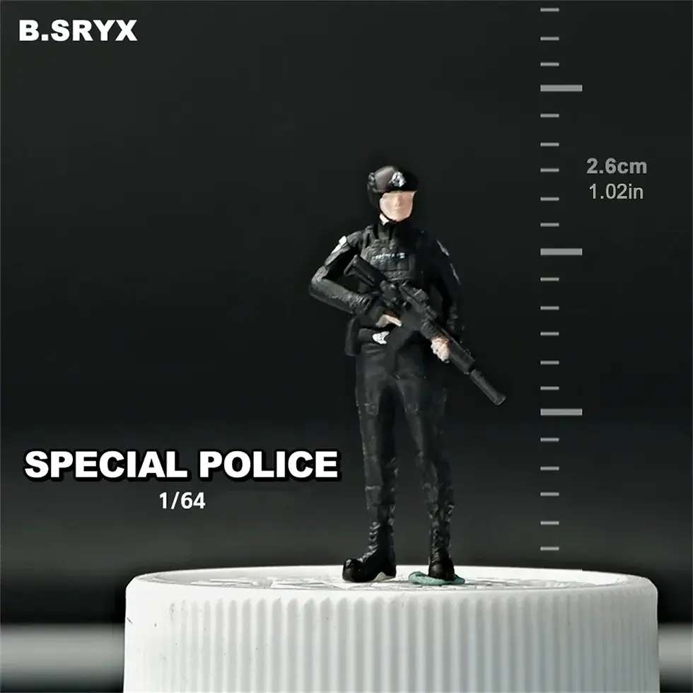 Thumbnail: Kicarmod 1/64 Scale Diecast Model Car Armed Police Men & Women