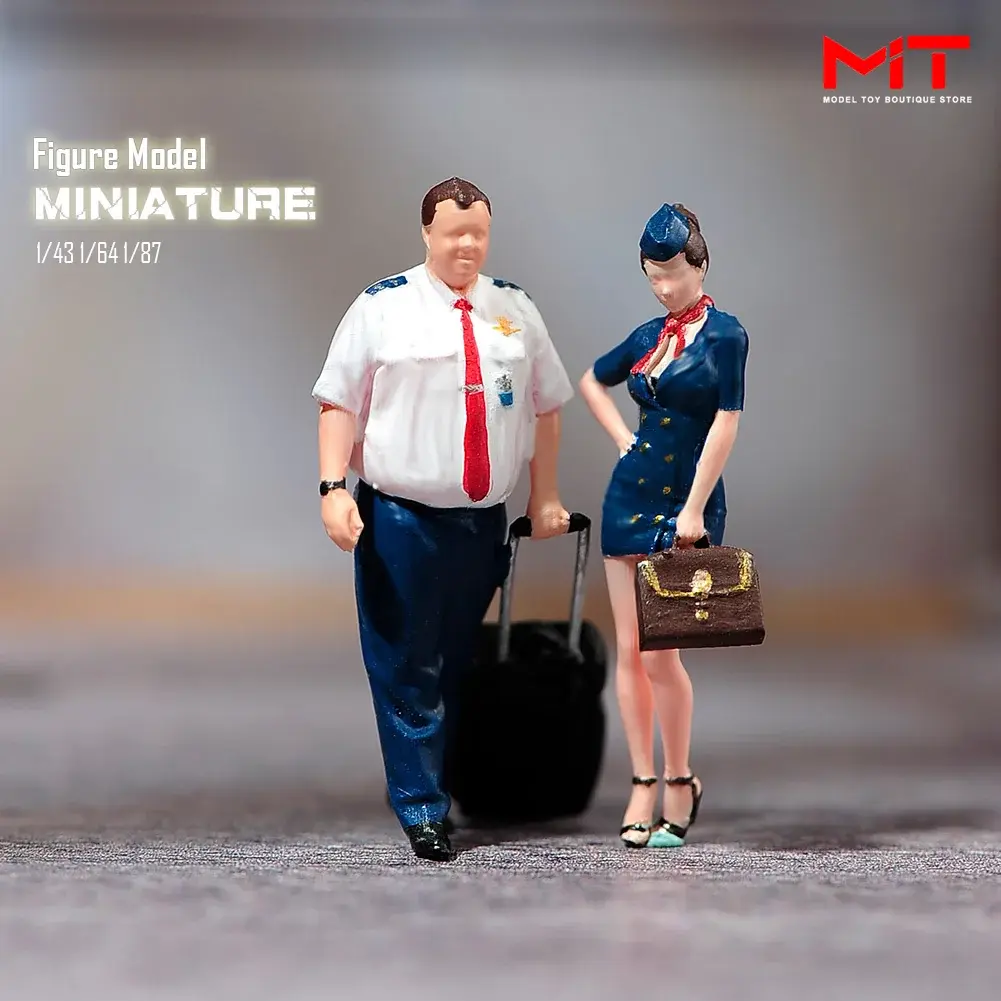 Flight Attendant with Pilot Captain Miniature Figures (42 Variants)