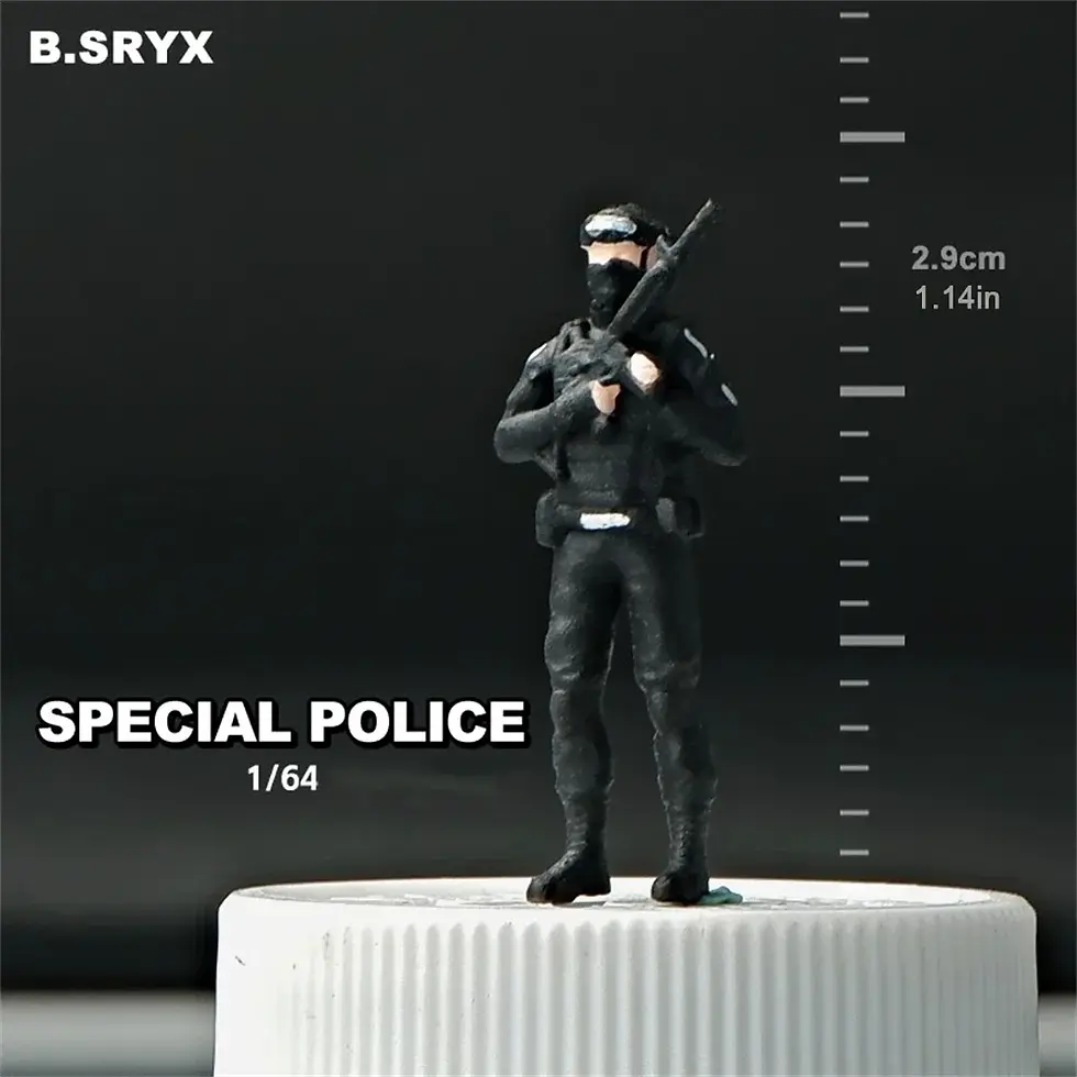 Thumbnail: Kicarmod 1/64 Scale Diecast Model Car Armed Police Men & Women