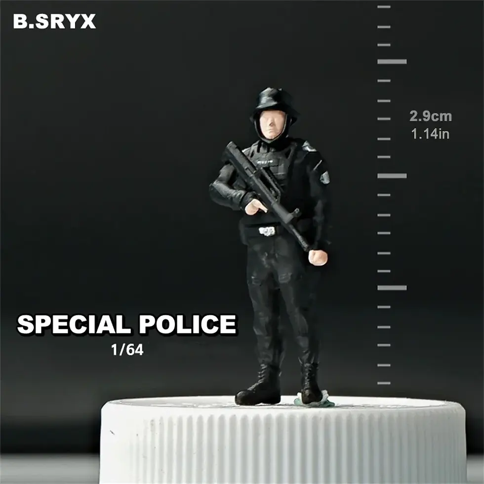 Thumbnail: Kicarmod 1/64 Scale Diecast Model Car Armed Police Men & Women