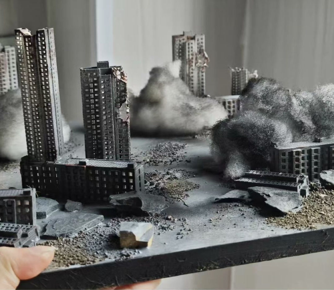 Hand-made Urban Ruins Scene Diorama