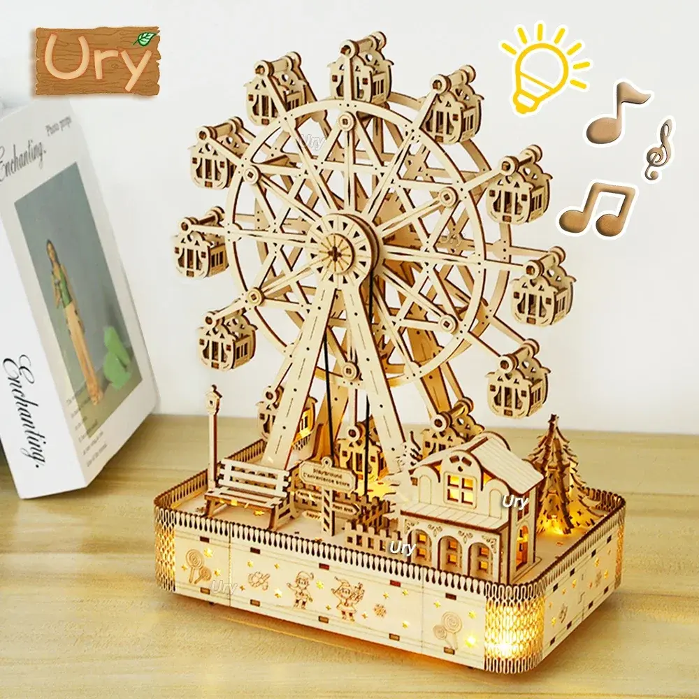 3D Wooden Functional Ferris Wheel Model