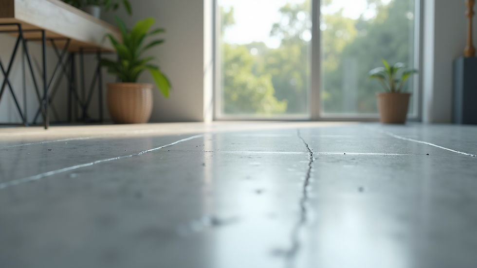 Close-up view of a smooth concrete floor with a glossy coating